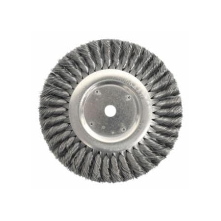 Weiler Standard Twist Knot Wire Wheel, 8 in D, .014 in Steel Fill, 3/4 in Arbor Hole 804-08138