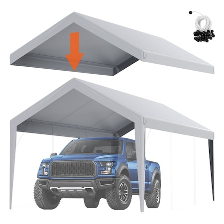 Vevor Carport Replacement Canopy Cover with Sidewalls 10x20ft Frame Not Included SXYQCPBB12X20