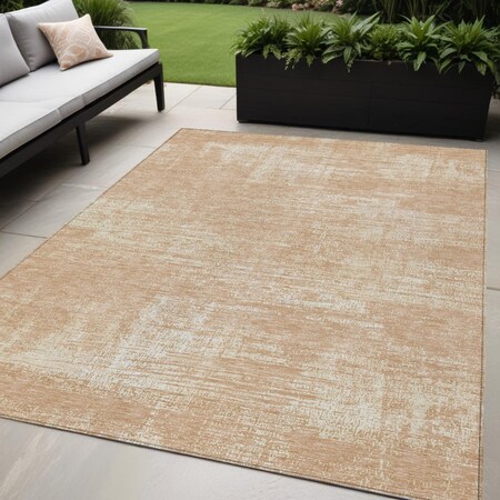 Homeroots 5' X 8' Coral And Salmon Abstract Washable Indoor Outdoor Area Rug 588775