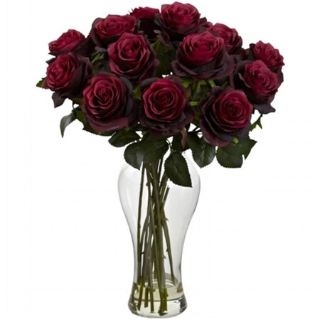 Dare2Decor Blooming Roses With Vase - Burgundy DA409350