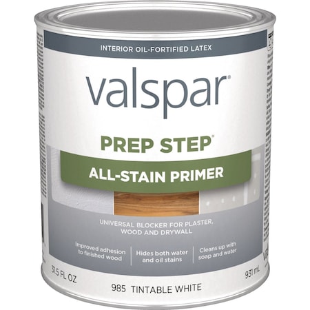 Valspar Prep Step 1 Qt. Wht All Stain Primer, Acrylic Alkyd 044.0000985.005