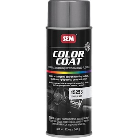 Sem Color Coat Flexible Coating, 16 oz Aerosol Can, Titanium Metallic, 24 hr Curing, Aerosol 15253