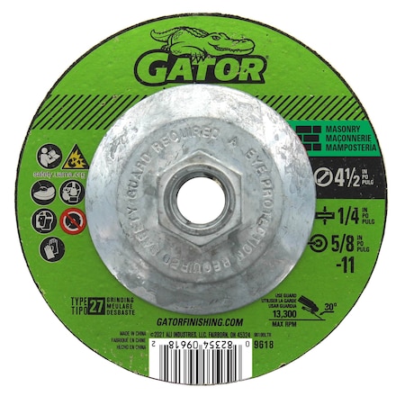 Gator Finishing 4.5 in. X 1/4 in. X 5/8 in. Masonry Cut-Off Wheel, Type 27 9618