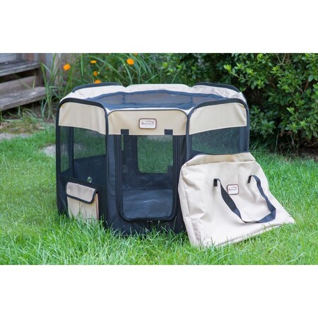Armarkat Portable Pet Playpen, Black & Beige - Extra Large AR440520