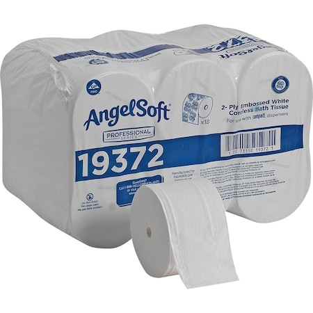 Georgia-Pacific Angel Soft Professional SeriesCompact, Coreless, 2 Ply, 1125 Sheets, White, 18 PK 19372