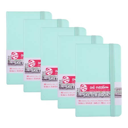 Talens Art Creation Sketchbook, 80 Sheets, 90lbs, Fresh Mint Cover, 3.5'' x 5.5'', 5PK 9314031M