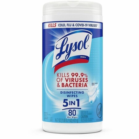 Reckitt Benckiser LYSOL, DISINFECTING WIPES, 7 X 8, CRISP LINEN, 80 WIPES/CANISTER 89346
