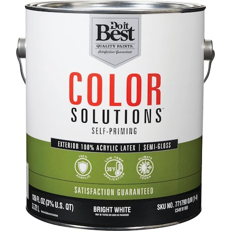 Do It Best Color Solutions 100% Acrylic Latex Self-Priming Semi-Gloss Exterior House Paint Bright Wht 1 Gal. CS49W0950-16