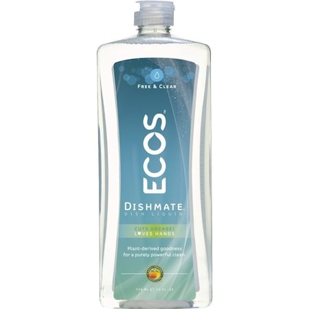 Ecos PL9721/6 Dishwashing Liquid, 25 oz, Gel, Clear/Light Yellow 9721/6
