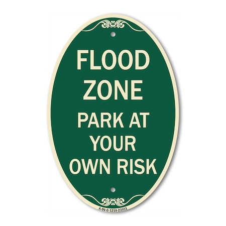 Signmission Flood Zone, 12 Inch X 18 Inch Architectural Oval, Heavy Gauge Aluminum A-OV-G-1218-23951