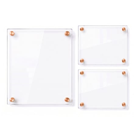 Azar Displays Gallery Wall Set: (2) 8x10 and (1) 16x20 Sign Holders with 1 in ROSE GOLD Caps and Standoffs 105720-ROSE