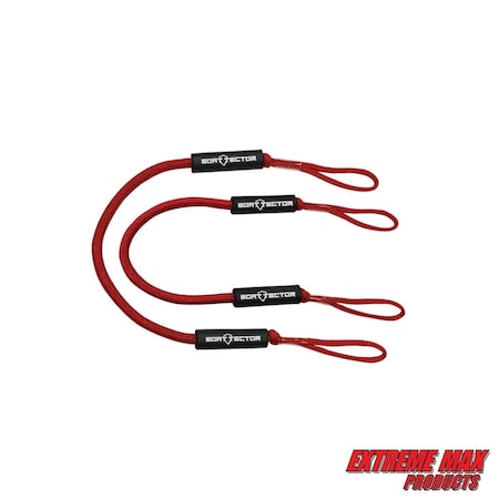 Extreme Max Extreme Max 3006.2723 BoatTector Bungee Dock Line Value 2-Pack - 6', Red 3006.2723