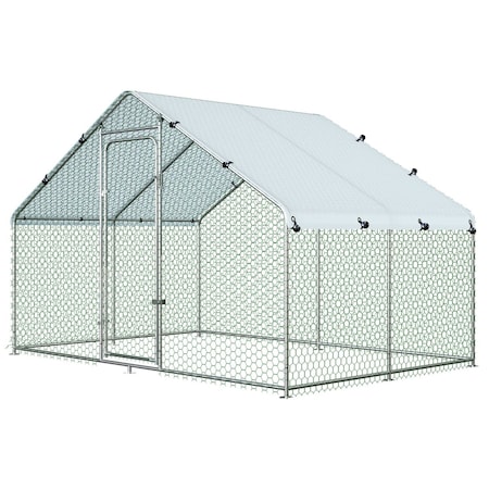 Wrightmaster 9.8 ft. x 6.5 ft. x 6.5 ft. Large Metal Chicken Coop w/ Waterproof and Anti-Ultraviolet Cover ZR-5505P437798