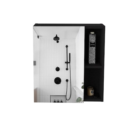 Homeroots 18" Black Wood Floating Single Door Bathroom Vanity And Medicine Cabinet 543571