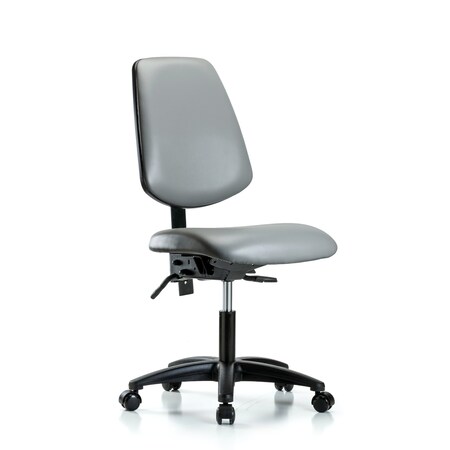 Blue Ridge Ergonomics Vinyl Chair, Desk, Med Back, Casters, Sterling BR-VDHCH-MB-RG-T0-A0-RC-8840