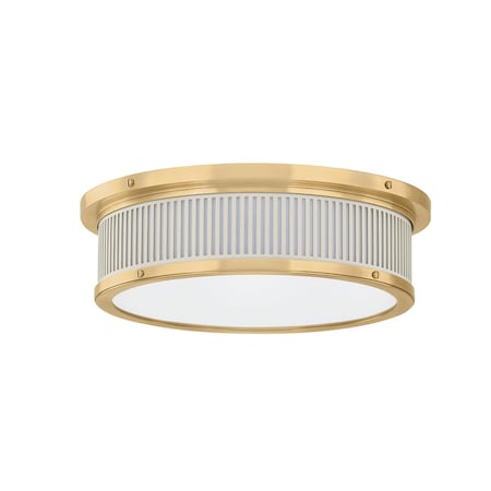 Hudson Valley Lighting Ashdown Integrated LED Flush Mount in Aged Brass /Off-White by Mark D. Sikes MDS1901-AGB/OW