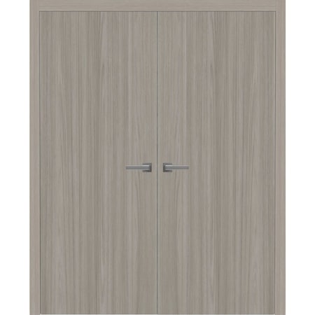 Sartodoors Interior Solid French Double Doors 48 x 84 inches, BASIC 3001 Oak Franko, Wood Interior Solid Pane BASIC3001DD-DUFR-4884