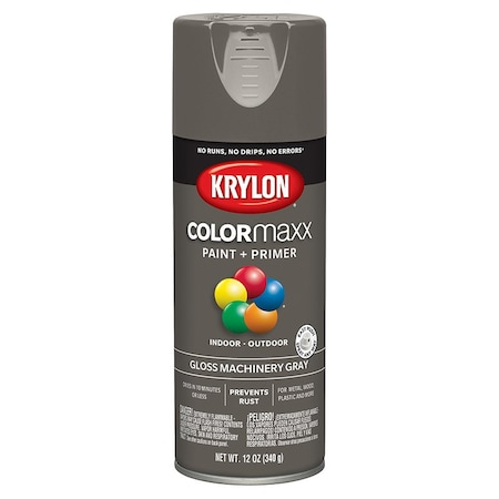 Colormaxx 12 Oz Krylon Machinery Gray Paint & Primer Spray Paint, Gloss K05599007