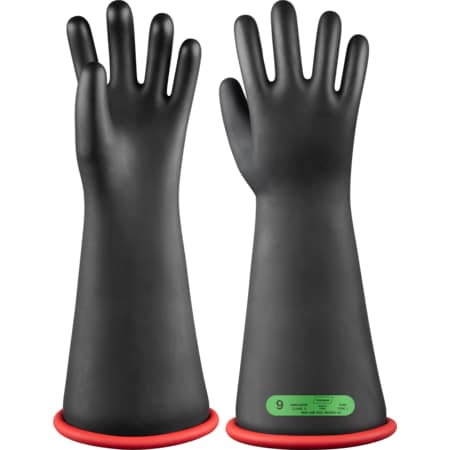 Ironwear 16 in Class 3 Type 1 Rubber Insulating Gloves (Black, 9) 4785-BR-09