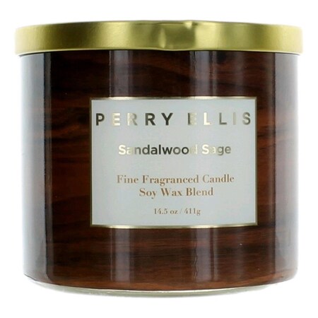 Perry Ellis 14.5 oz Soy Wax Blend 3 Wick Candle - Sandalwood Sage PE395445