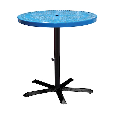 Leisure Craft 36" Round Perforated Pedestal Table, Portable, 40"H, Blue 36TAB40-BLUE