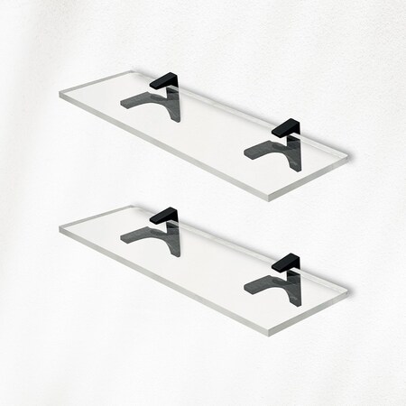 Fab Glass And Mirror Acrylic Shelf 6 x 11.5inces Black Bracket 3/4in Thickness Acrylic Pack of 2 AS19SC-6x11BL2P