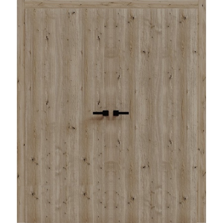 Sartodoors Interior Solid French Double Doors 60 x 80 inches, BASIC 3001 Caramel Oak, Wood Interior Solid Pan BASIC3001DD-NATUR-60