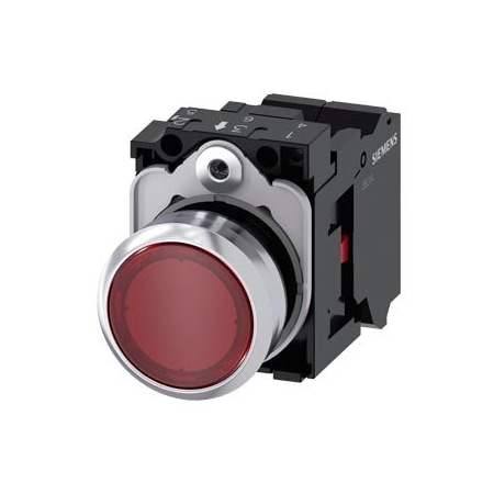 Siemens Illuminated pushbutton, 22 mm, round, metal, shiny, red 3SU1152-0AB20-3CA0-ZY11