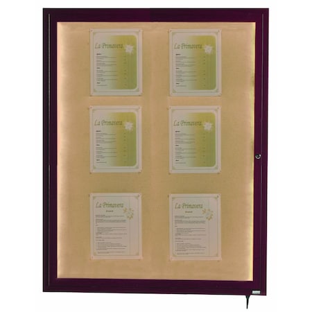 Aarco Indoor/Outdoor Led Lighted Display Case w/ Cherry Wood-Look Finish, 48''Hx36''W LWL4836C