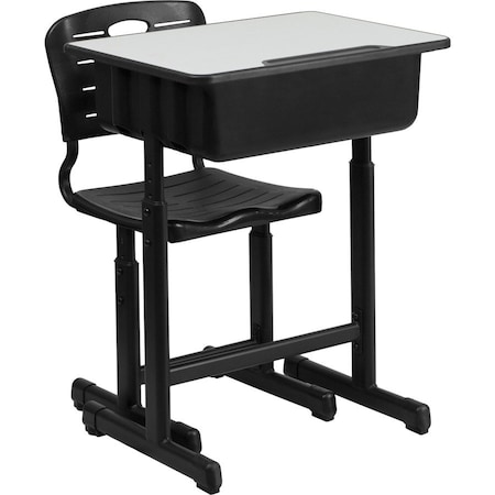 Flash Furniture Desk Chair Open Front Desk and Chair, 16-1/4" to 18-1/2" Height, Grey YU-YCX-046-09010-GG