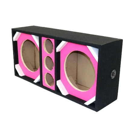 Deejay Led Two 10-in Woofers plus Three Tweeters PINK Empty Chuchera Speaker Enclosure D10T3PINK
