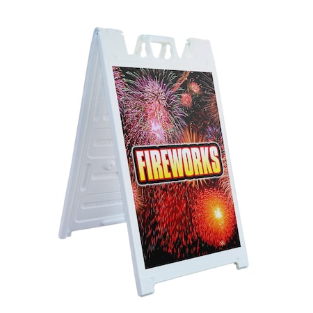 Signmission Fireworks1, A-Frame & 2 Decals Installed, Heavy-Duty Plastic Frame SBHD-D-2436-Fireworks1