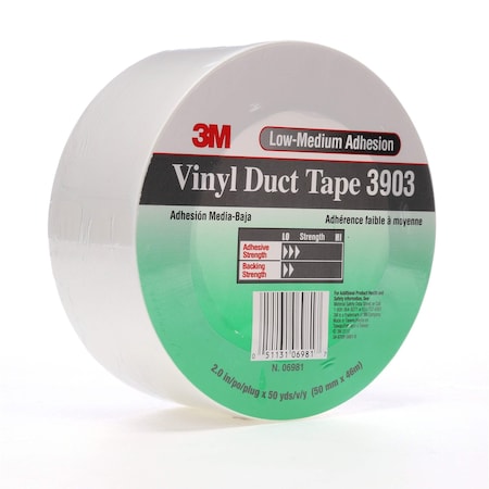3M Duct Tape, White, 50 yd L, 2 in W 3903