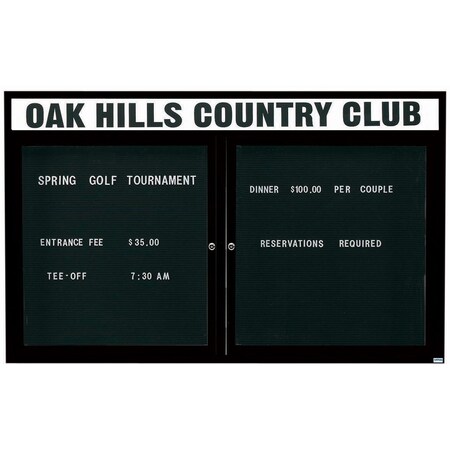 Aarco Outdoor Enclosed Directory w/ Al Frame Header, Powder Coated Black, 48''Hx72''W OADC4872HBK