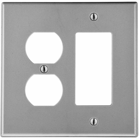Hubbell Wiring Device-Kellems WALLPLATE, 2-G, 1) DUP 1) DEC, GY P826GY