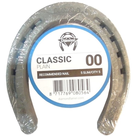 Diamond Farrier Classic Plain Horseshoe, 14 in Thick, 00, Steel DC00PR