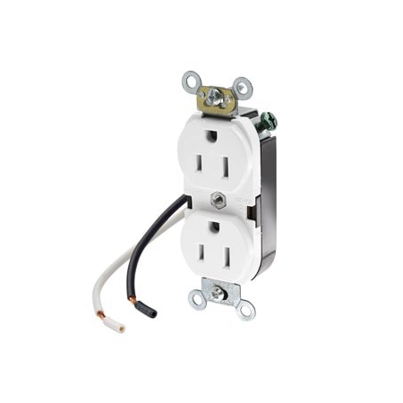 Leviton Commercial Grade Duplex Receptacle, 15 Amp, 125 Volt 5040-CW