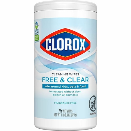 Clorox Free & Clear Cleaning Wipes, 75 wipes/canister CLO32486