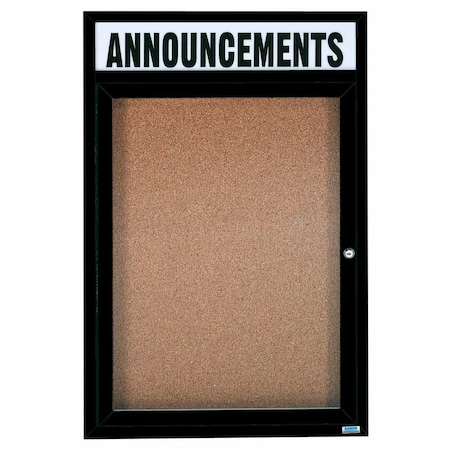 Aarco Illuminated Enclosed Bulletin Board w/ Header Bronze Anodized Al Frame, 48''Hx36''W DCC4836RHIBA