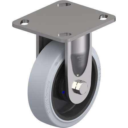 Blickle Rigid Plate Caster, Solid Rubr, 5", 330 lb. BKSX-POEV 125XKA-14-SG
