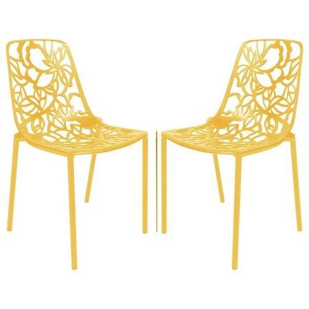 Leisuremod Modern Devon Aluminum Chair, Yellow, 2PK DC23Y2