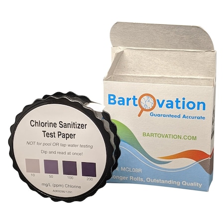 Bartovation Restaurant Sanitizer Chlorine Test Paper Roll, 10-200 ppm [5 Meter Roll] MCL08R