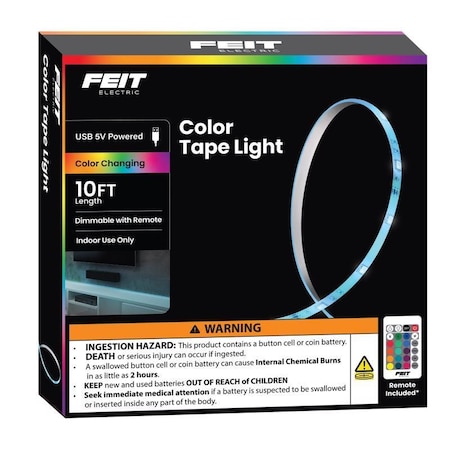 Feit Electric 10 ft. L Multicolored Plug-In LED Tape Light TAPE120/RGB/USB