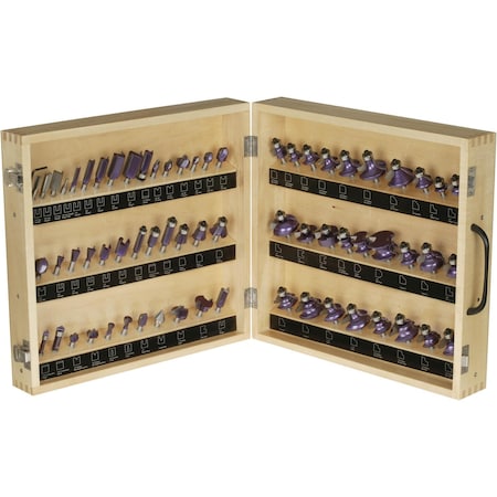 Grizzly Super 66 Pc. Router Bit Set, 1/4" Shank H5542