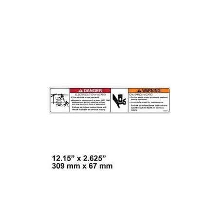 Jlg REPLACEMENT DECAL, WARNING CRUSH HAZARD 1703818