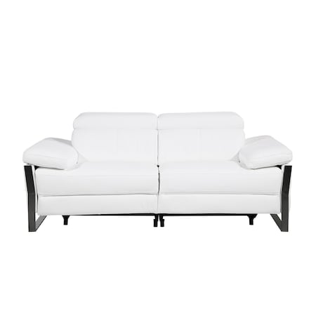 Homeroots 77in White and Black Italian Leather Power Reclining Loveseat 720502