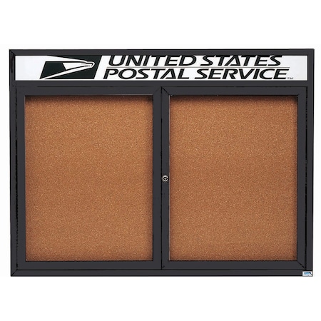 Aarco Illuminated Enclosed Bulletin Board w/ Header Black Powder Coated Al Frame, 36''Hx48''W DCC3648RHIBK