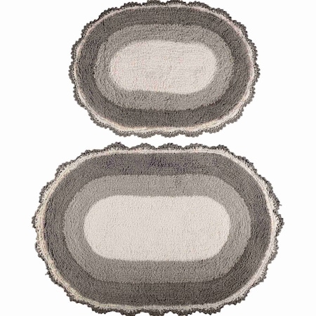 Lavish Home Reversible Bathroom Rug Set, Gray, 2-Pieces, 32 inx20 in/24 inx17 in ST-BATH7-OSG