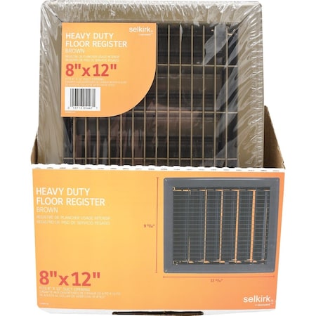 Selkirk 8'' x 12'' Brown Steel Floor Register 400B8X12R