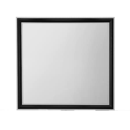 Homeroots 39" Black And Gray Wood Dresser Mount Framed Mirror 564628